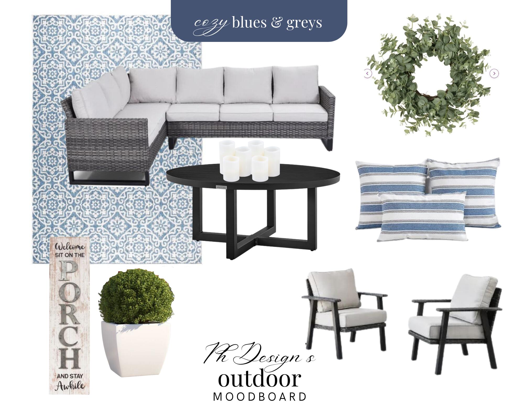 PH Design's Easy Blues & Greys Outdoor Moodboard, builders in Northeast Ohio